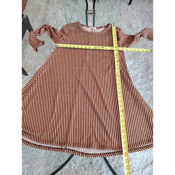 Pinc Women's Brown & Black Polyester Round Neck Long Sleeve Knee Length Dress L - Picture 9 of 11